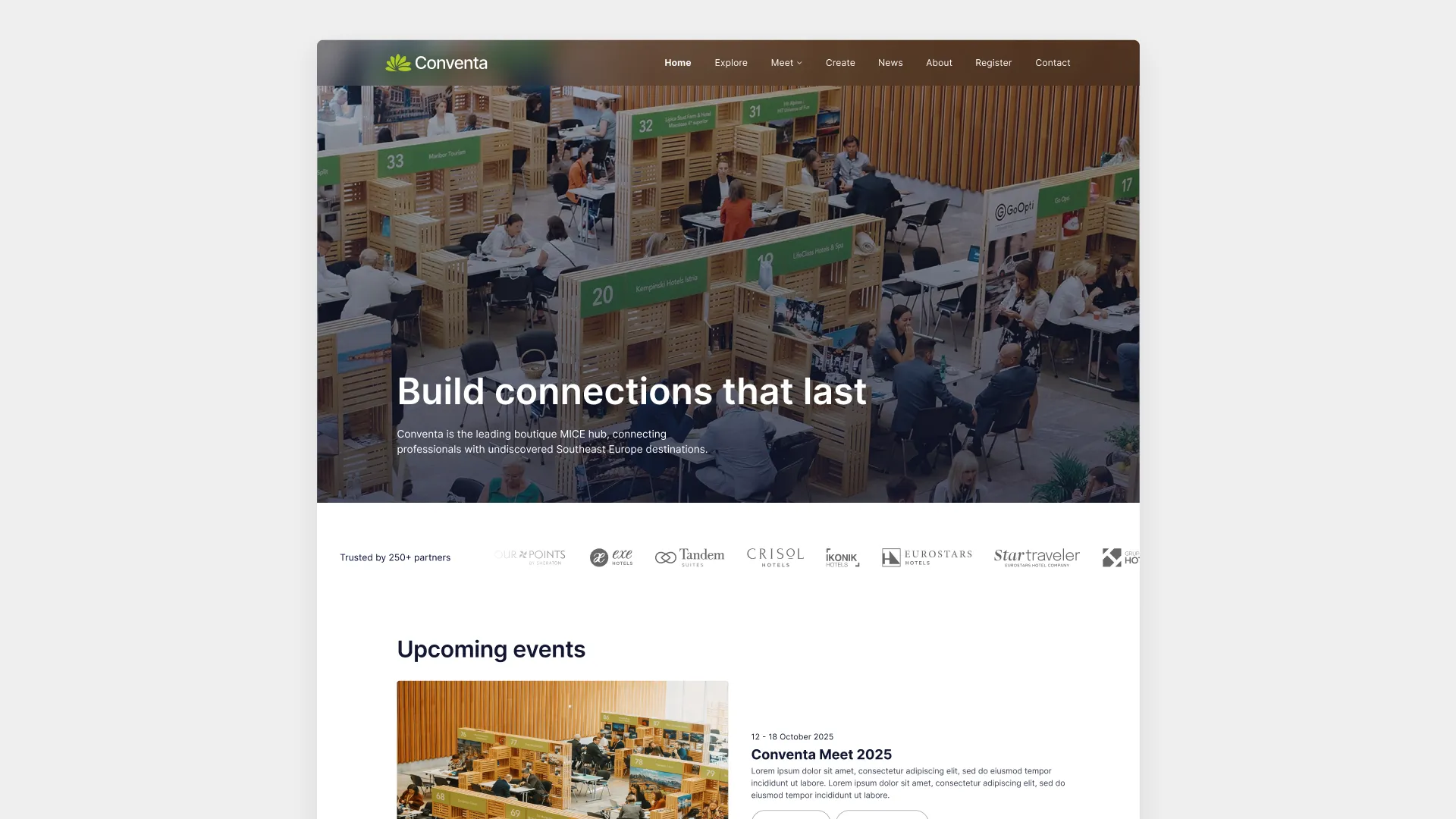 Image of Conventa's website 4
